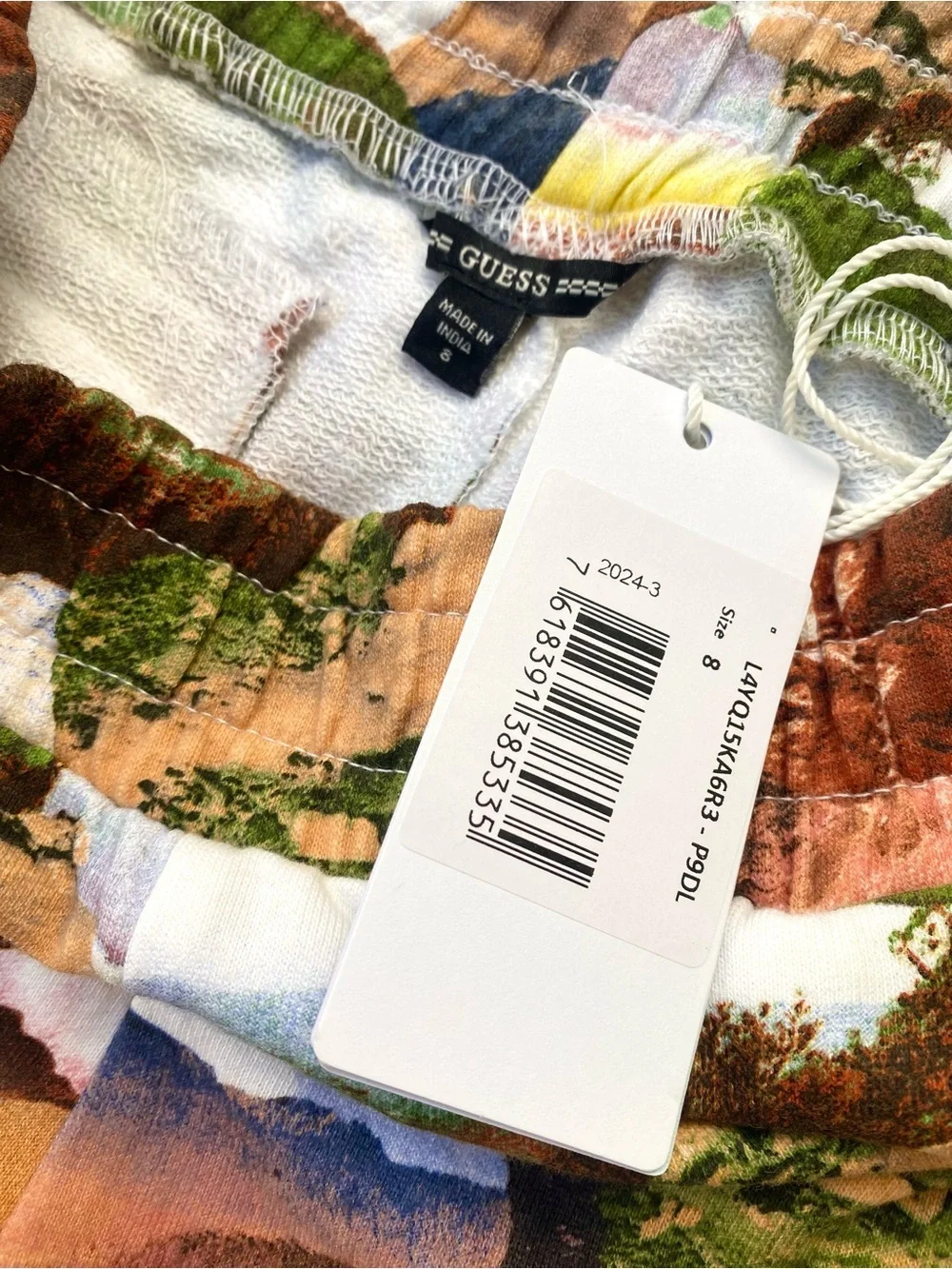 GUESS NWT Cotton Scenic Landscape Print Joggers, Size 8
